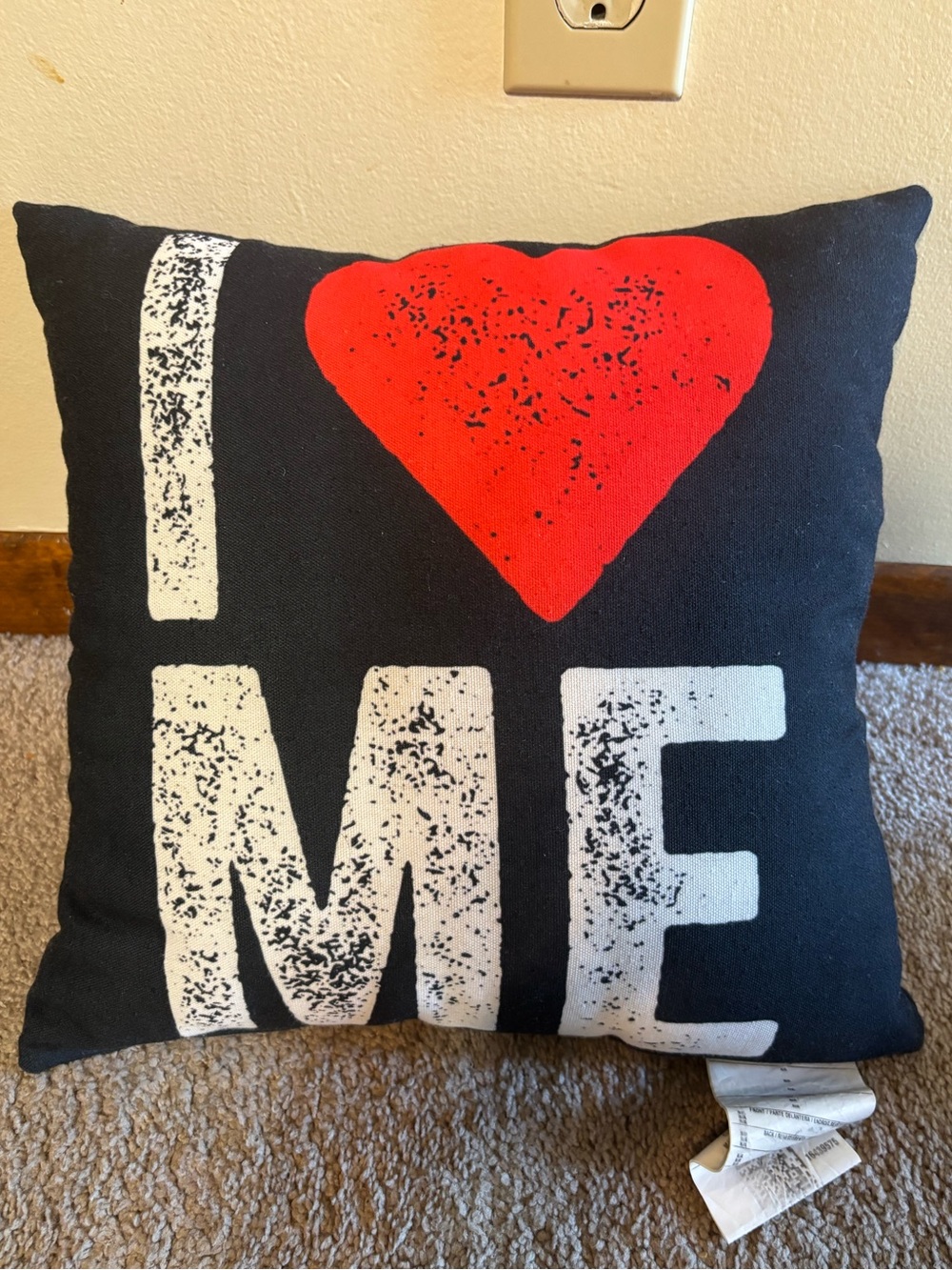 I Heart Me Decorative Throw Pillow - Black & Red